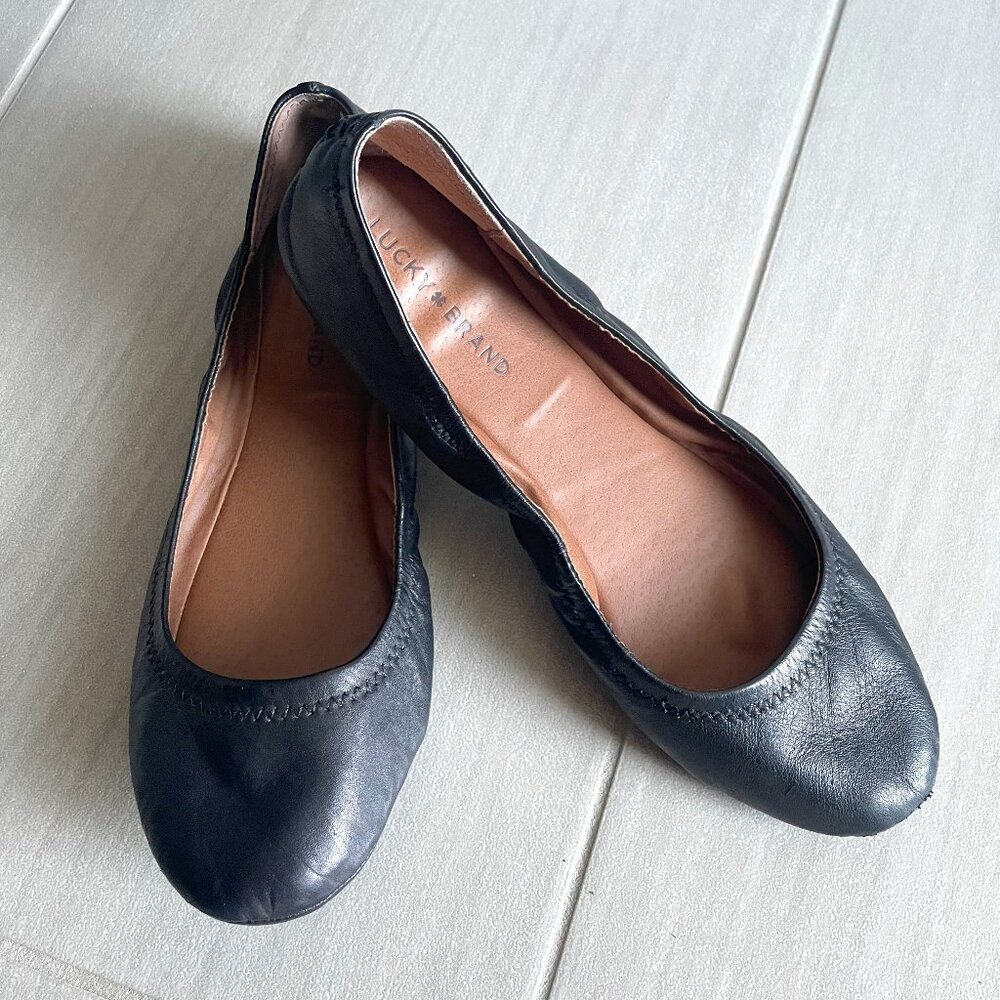 Lucky Brand - Emmie Black Leather Ballet Flats - Size 9.5